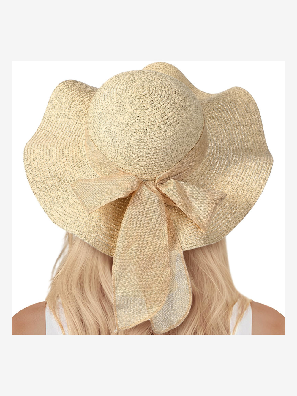 Beach Sun Straw Hats for Women, UPF 50+ UV Sun | 10Cm, Beige | Size OS
